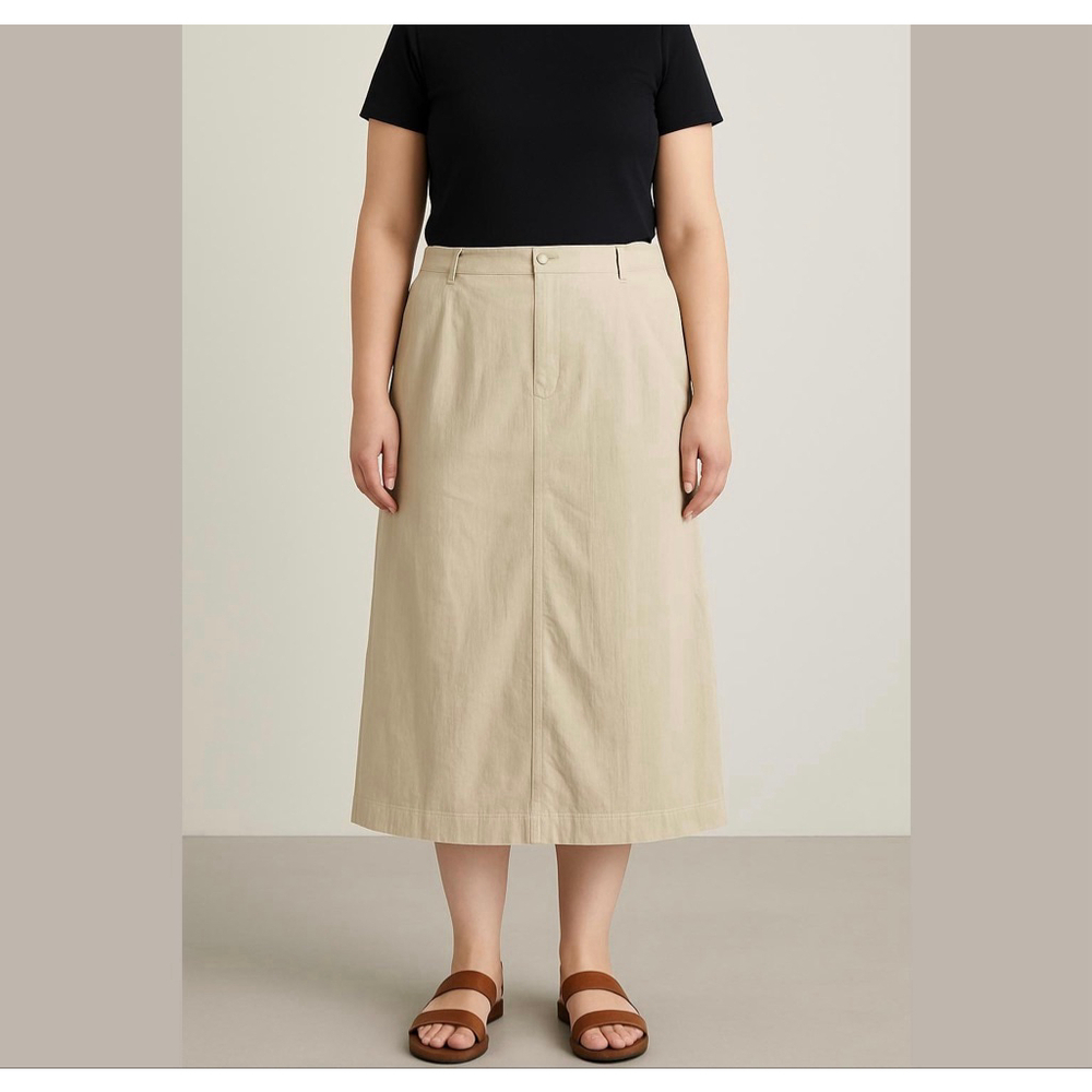 Sag Harbor Sport safari maxi skirt beige cotton Sz XL